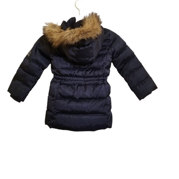 Gap Girls Down Puffer Jacket Coat XS Blue Hooded Faux Fur Trim - Picture 4 of 6